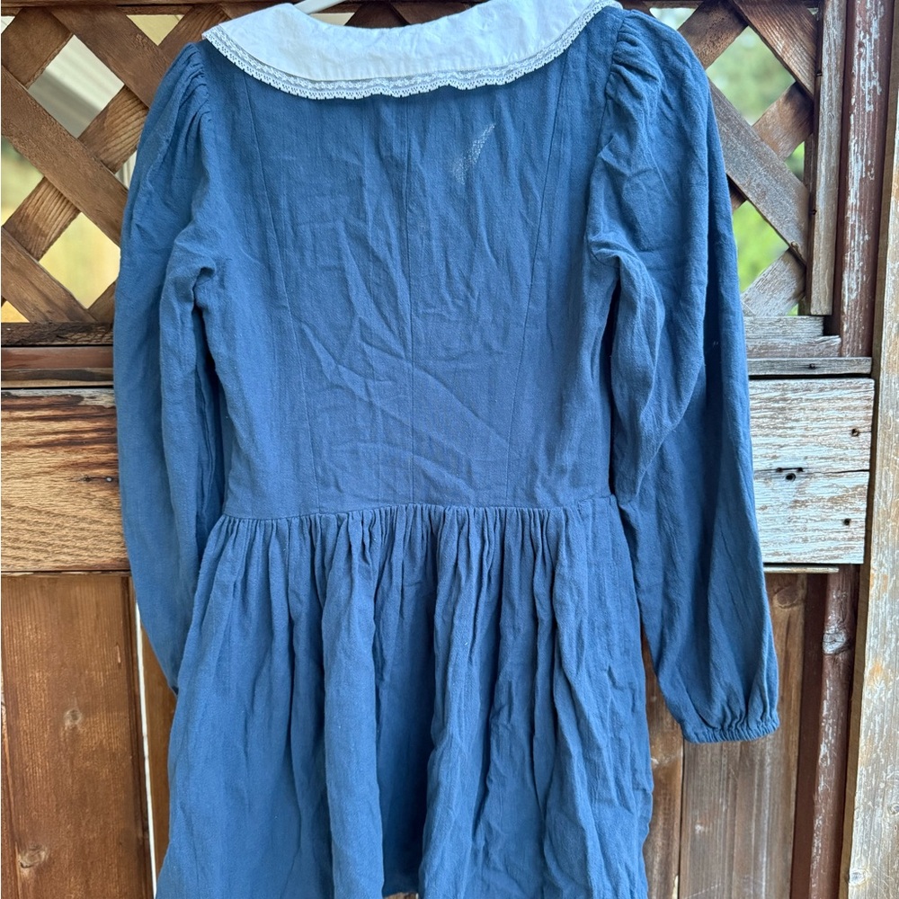 Zara Navy Blue Long Sleeve Dress with White Collar